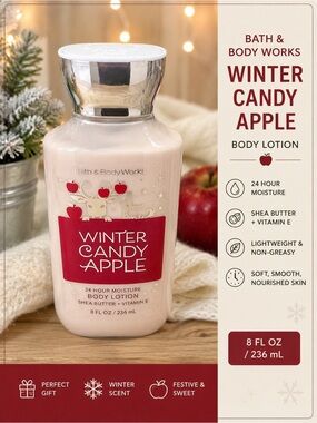 Bath & Body Works Winter Candy Apple Body Lotion White Red - OS